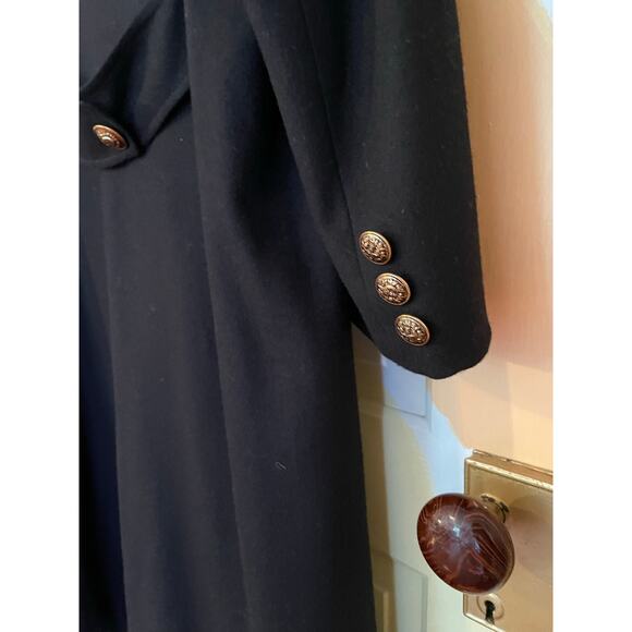Albert Nipon Studio Black Wool Long Coat 14P USA Made Vintage Classic - Picture 5 of 10